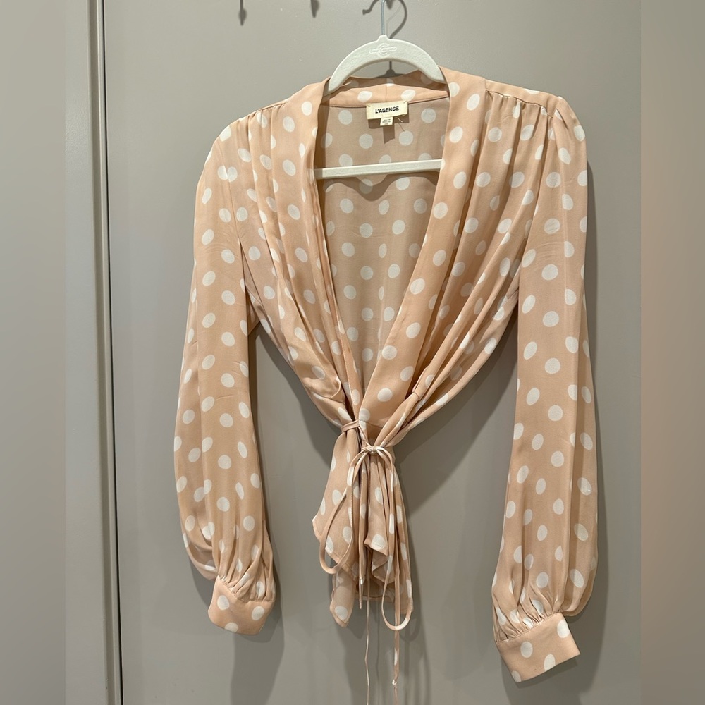 L’agence wrap blouse polka dot pink